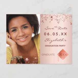 Save the Date photo graduation party blush Postcard