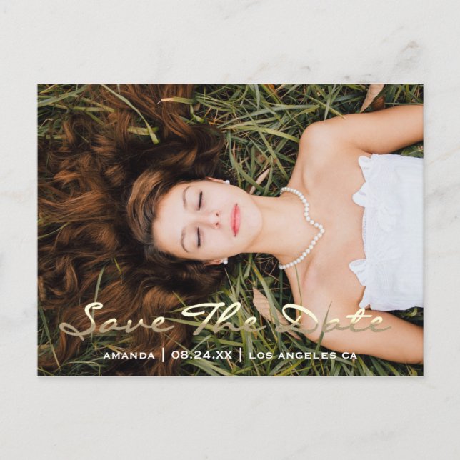 Save The Date Photo Gray 16th 15th Bridal Shower Postcard (Front)