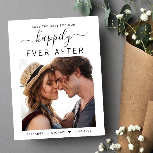 Save the Date Photo Happily Ever After Announcement Postcard