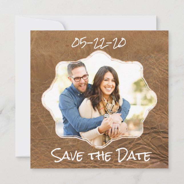 Save the Date Photo Leather Look (Front)