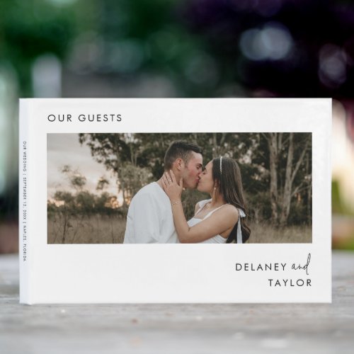 Save the Date Photo Magnet BlackWhite Minimalist Guest Book