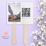 Save the Date Photo Minimal QR Code Script Hand Fan<br><div class="desc">Save the Date modern and minimalist simple with your own photo. The back side of this Save the Date hand fan has a QR code. Please make sure you replace it with your own personal website URL.</div>