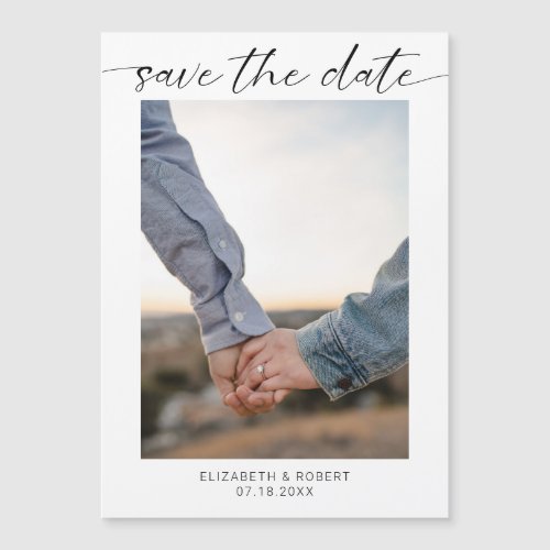 Save the Date Photo Minimalist Modern Script  Magnetic Invitation