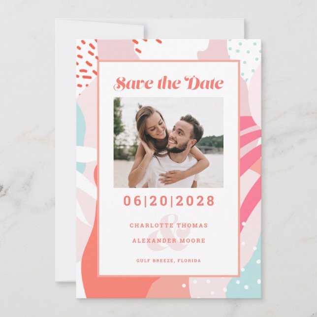 Save The Date Photo | Modern Geometric Pattern (Front)