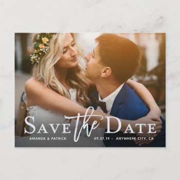 Save The Date Photo Modern Typography Wedding Announcement Postcard by RusticWeddings at Zazzle