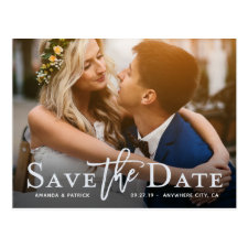 Save the Date Photo Modern Typography Wedding Postcard