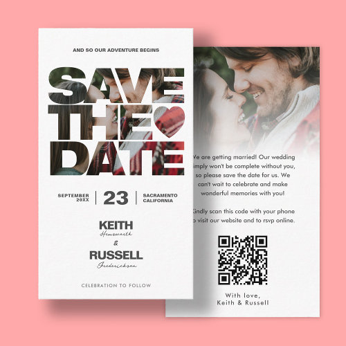 Save the Date Photo Overlay QR Wedding Website Enclosure Card