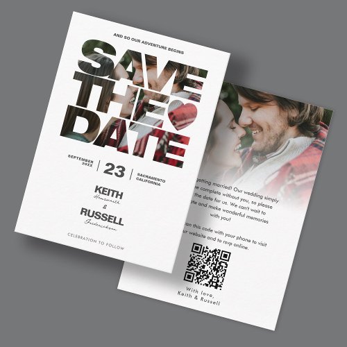 Save the Date Photo Overlay QR Wedding Website Enclosure Card