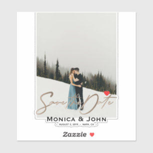 Save the Date Photo Personalized Modern Sticker