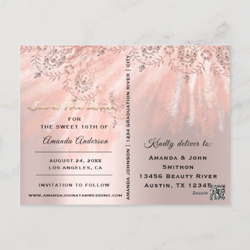 Save The Date Photo Pink 16th 15th Bridal Shower Postcard