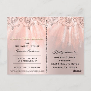 Save The Date Photo Pink 16th 15th Bridal Shower Postcard