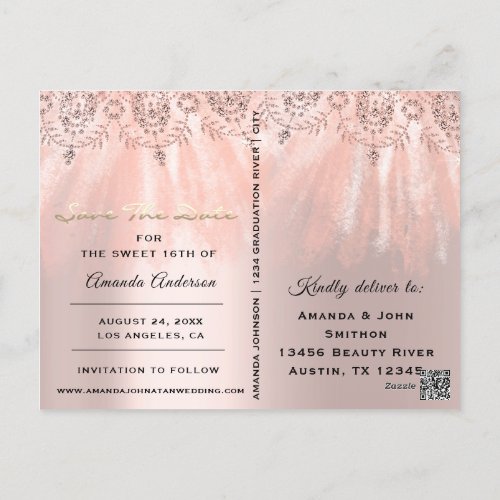 Save The Date Photo Pink 16th 15th Bridal Shower Postcard