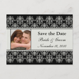Save the Date Photo Postcard - Damask