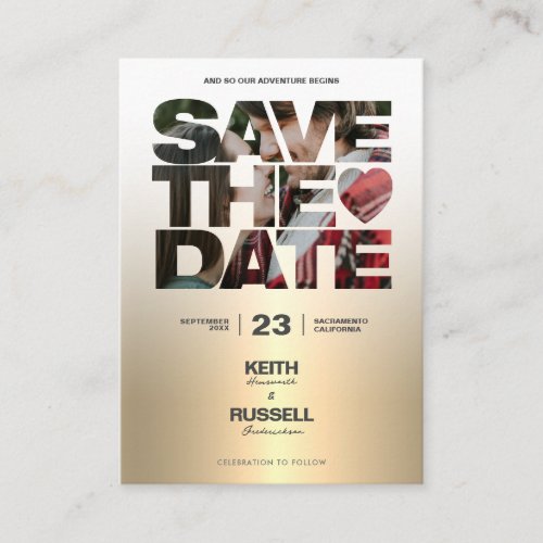Save the Date Photo QR Wedding Website Gold Enclosure Card