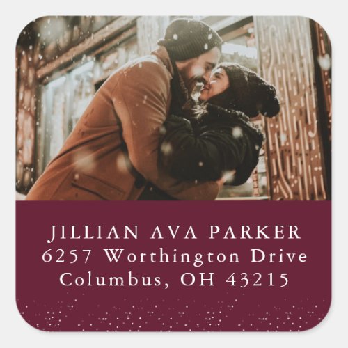 Save the date photo return address square sticker