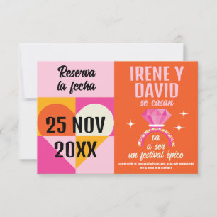 Save the Date Photo Ring Festival Orange and Pink
