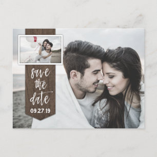 Save the Date Photo Rustic Barn Wood Wedding Announcement Postcard