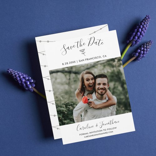 Save the Date Photo Simple Floral Botanical