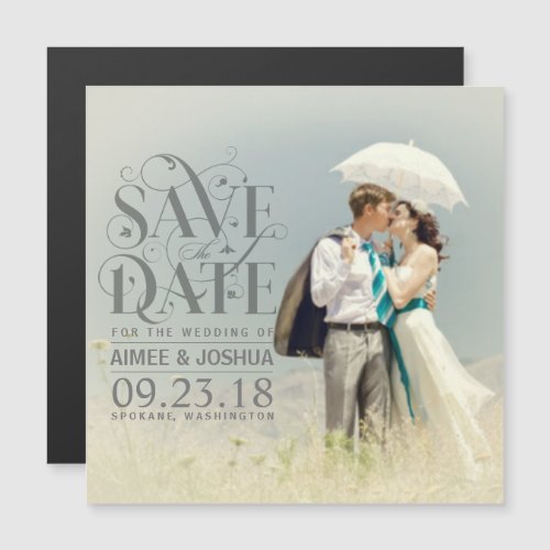Save the Date Photo_Soft Transparent Gray Overlay Magnetic Invitation