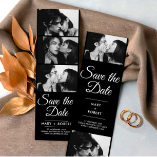 Save the Date Photo Strip Wedding Black Bookmarks