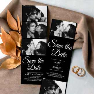 Save the Date Photo Strip Wedding Black Bookmarks