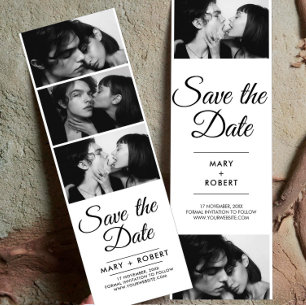 Save the Date Photo Strip Wedding White Bookmarks