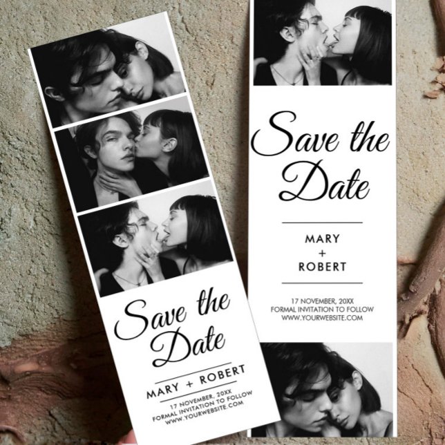 Save the Date Photo Strip Wedding White Bookmarks (Save the Date Photo Strip Wedding White Bookmarks, Wedding Invitation)
