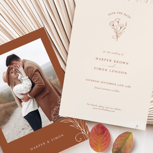 Save the Date Photo Terracotta Wedding Invitation (Creator Uploaded)