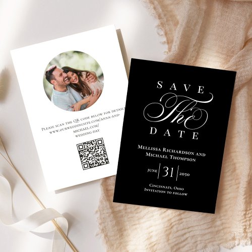 Save the Date Photo Typography Black and White