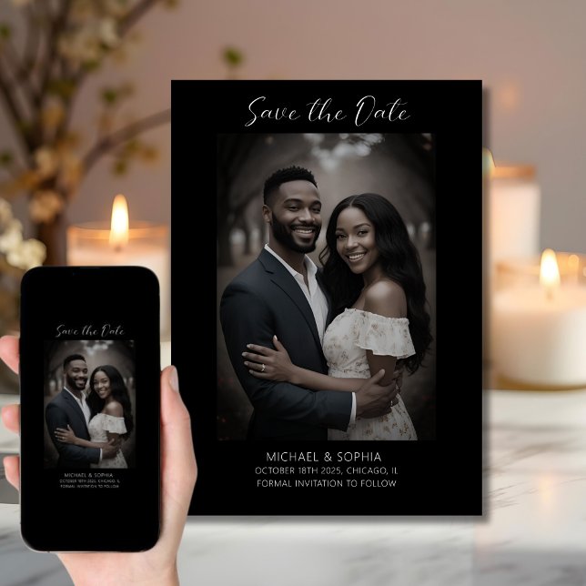 Save the Date Photo Wedding Announcement Black (Creator Uploaded)