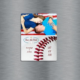Save The Date Photo Wedding Baseball Theme Magnet
