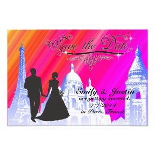SAVE THE DATE PHOTO WITH VIEW OF PARIS, FRANCE PRINT