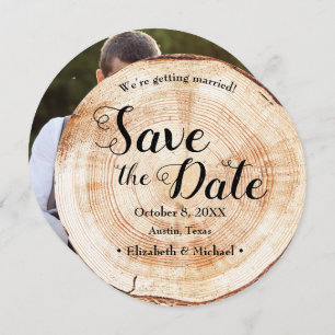Save the date photo Wood Grain Rustic Wedding Invitation