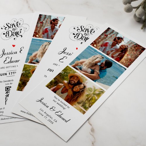 Save The Date PhotoBooth Qr Code Black White Chic