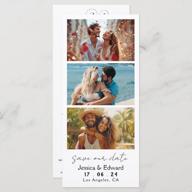 Save The Date PhotoBooth Qr Code Black White Chic (Front/Back)