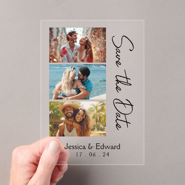 Save The Date PhotoBooth Qr Code Black White Chic Acrylic Invitations (Insitu (Handheld))