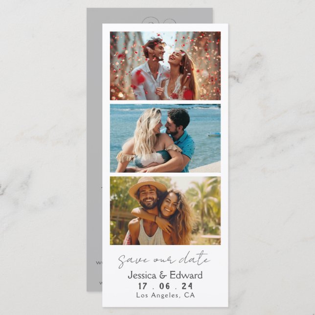 Save The Date PhotoBooth Qr Code Light Gray Modern (Front/Back)