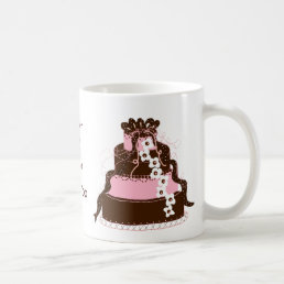 Save the Date Pink and Chocolate Cake Coffee Mug