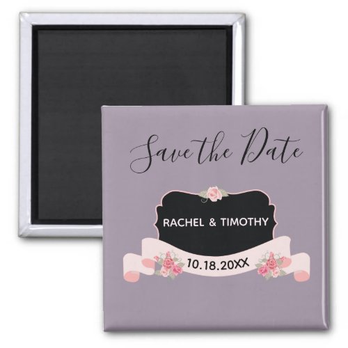Save the Date Pink and Purple Beauty Magnet