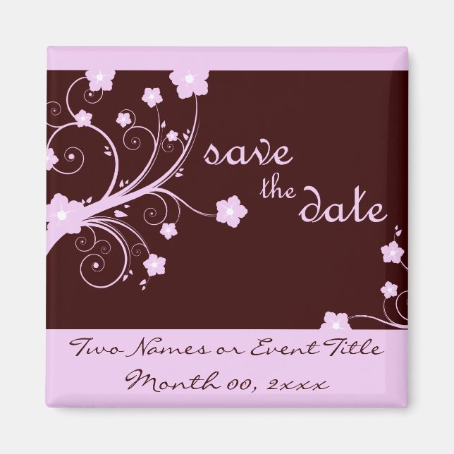 save the date : pink blossoms : magnet (Front)