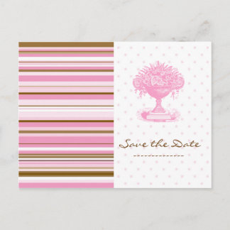 SAVE THE DATE, Pink & Brown Chic Postcard