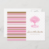 SAVE THE DATE, Pink & Brown Chic Postcard (Front/Back)