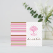 SAVE THE DATE, Pink & Brown Chic Postcard (Standing Front)