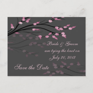Save the Date - Pink Floral Branches Postcard