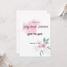 Save The Date Pink Flower Wdding Invitations
