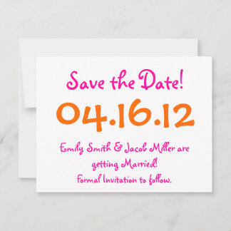 Save the Date Pink & Orange Invitation