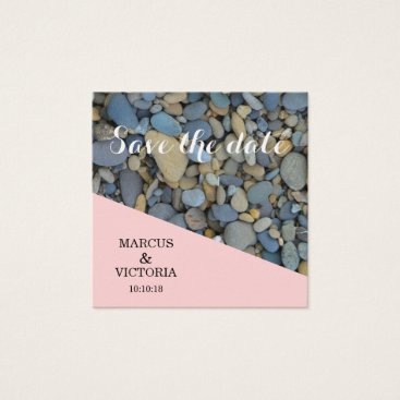 Save the date Pink Pebbles Wedding Square Business Card Save the date Pink Pebbles Wedding Square Business Card