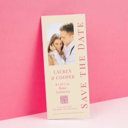 Save The Date Pink QR Code Modern Wedding