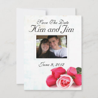 Save the Date Pink rose invitation