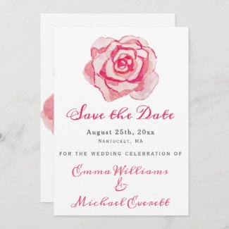 Save the Date | Pink Watercolor Rose Wedding